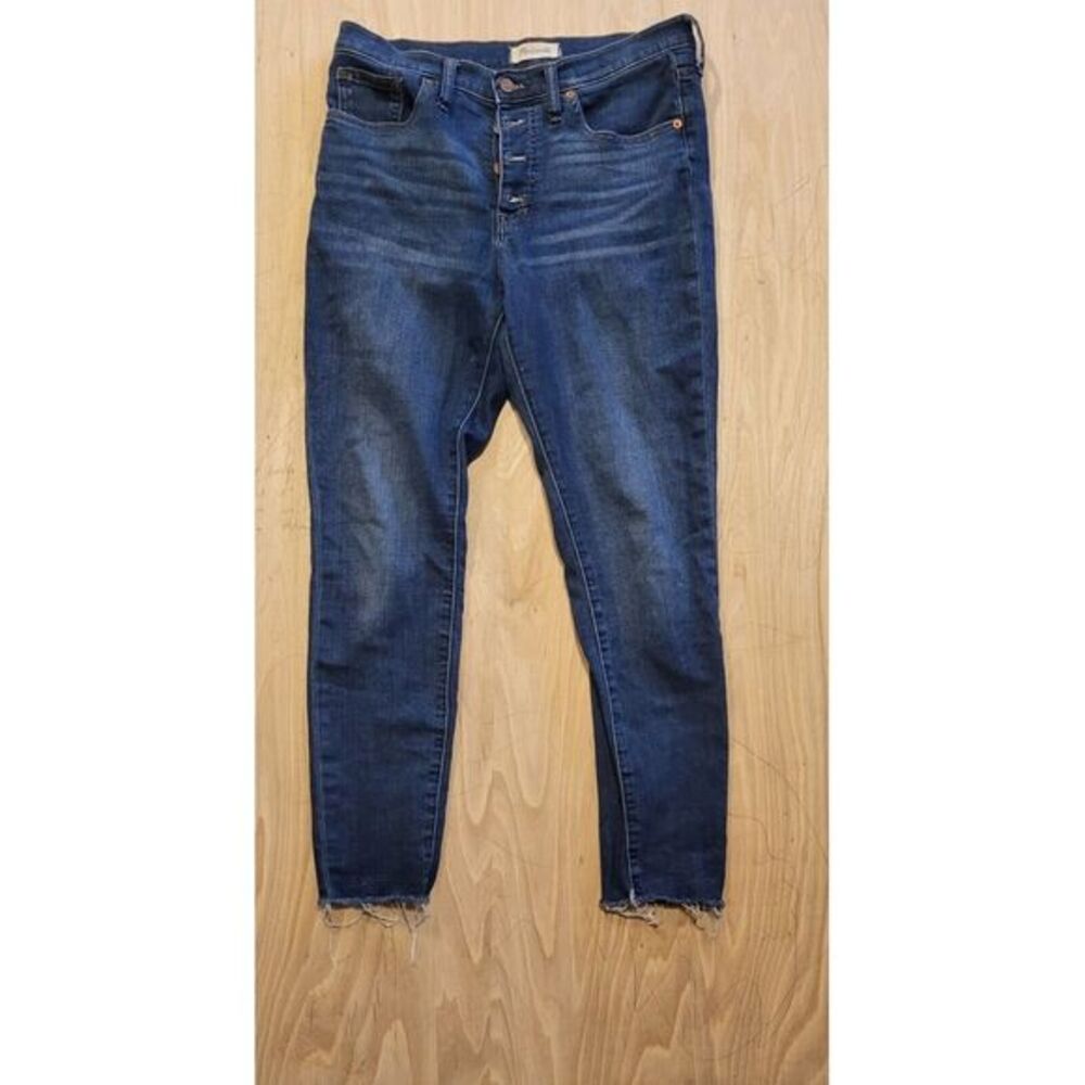 Madewell 9" Mid‎ rise skinny skinny button fly chewed raw hem jeans size 29